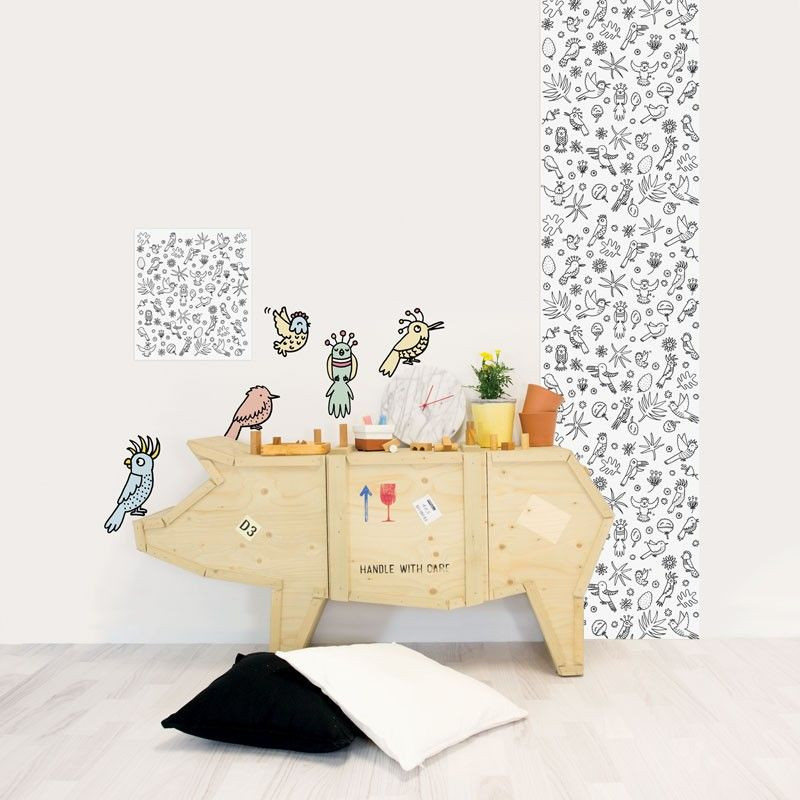 lawaai Tegenstrijdigheid fout Behangpapier Vogels (inkleurbaar) - Eva Mouton - Small Paper Things