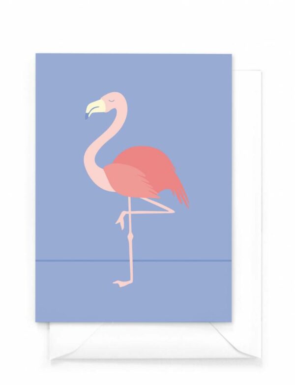 yellow-sky-wenskaart-tropical-birds-flamingo