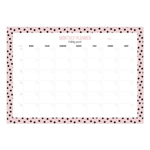 monthly planner pink dots studio stationery