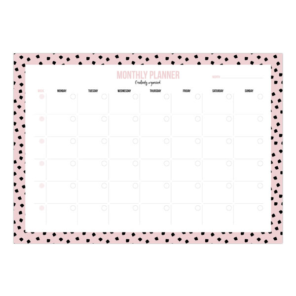 monthly planner pink dots studio stationery